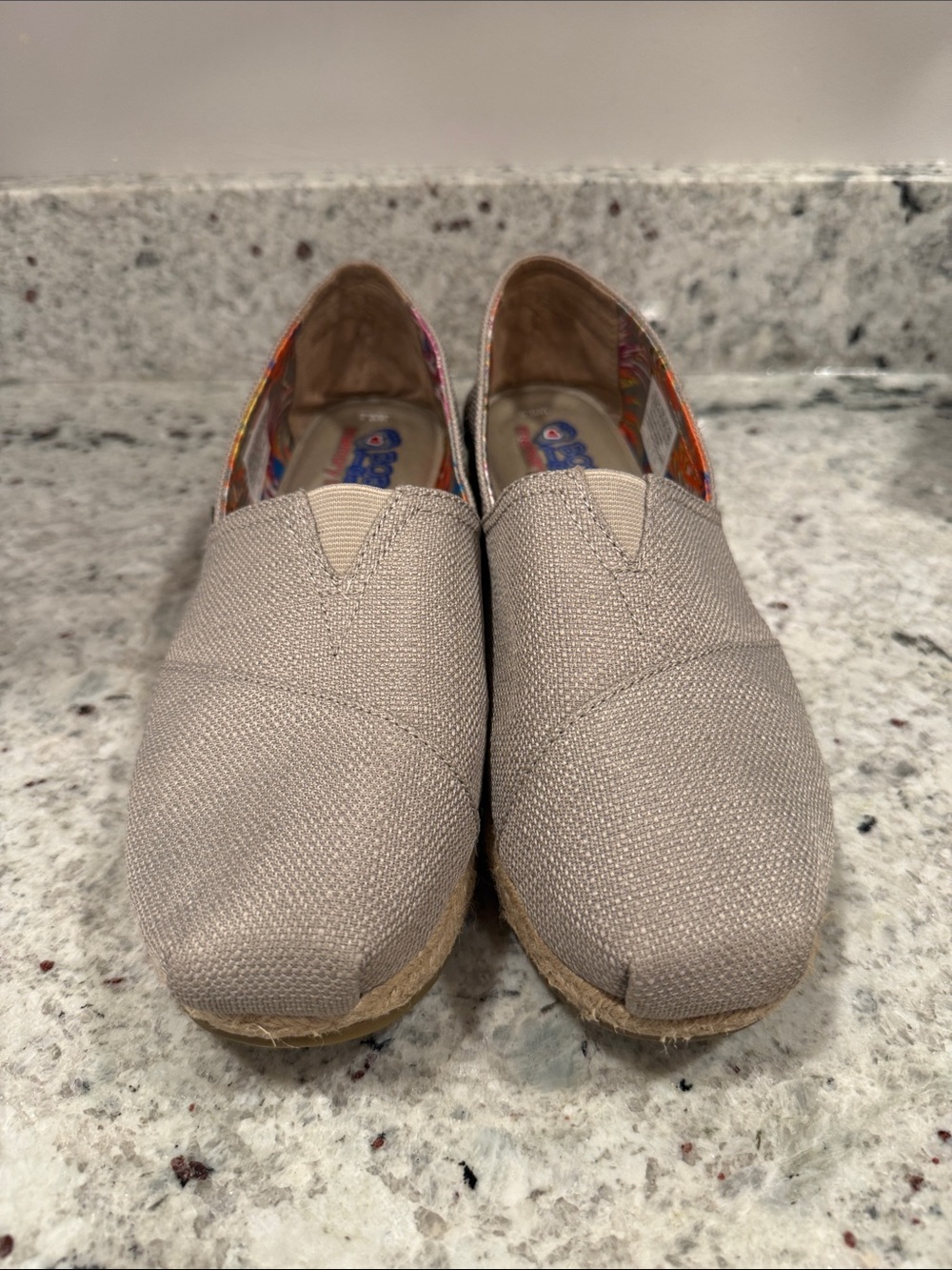 Skechers Beige Slip-On Canvas Loafers with Espadrille Trim